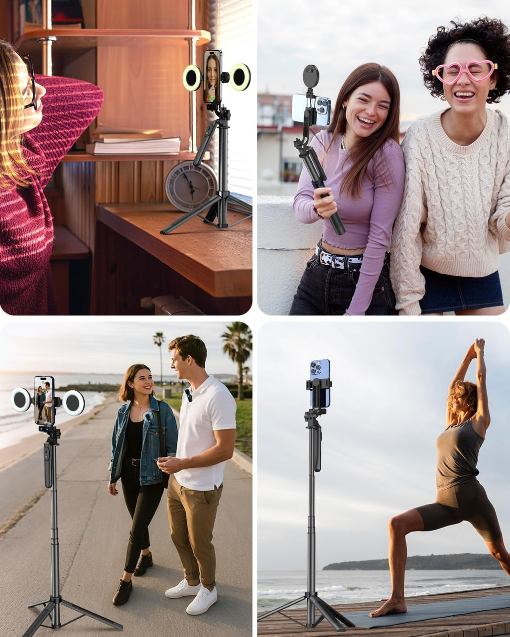 Vlogging Kit for Iphone/Android, 71" Selfie Stick Tripod for Iphone with Fill Light, Wireless Mic & Remote, Adjustable Aluminum Phone Tripod for Tiktok/Youtube Content Creator Essentials Starter Kit‌