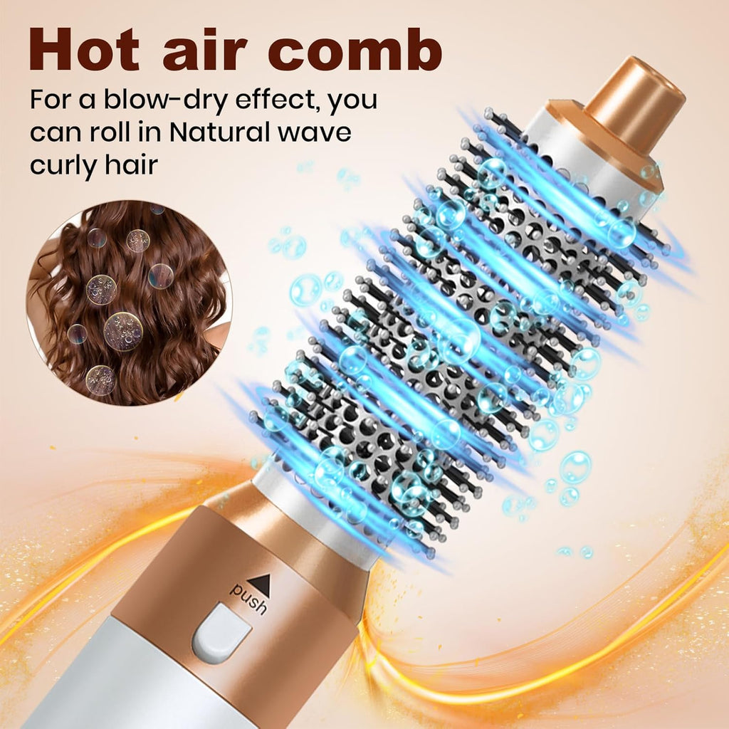 Hair Dryer Brush 5 in 1, Negative Ion Blow Dryer Brush Set- 110,000 RPM High -Speed Hot Air Brush Air Styler Curling Wrap Air Curler,Curling Iron Hair Styling Tools for Straight Curl Drying Smoothing