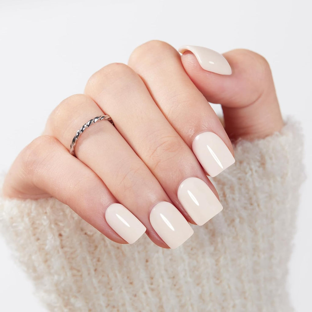 Extra Short Press on Nails, Milky White Squoval Fake Nails