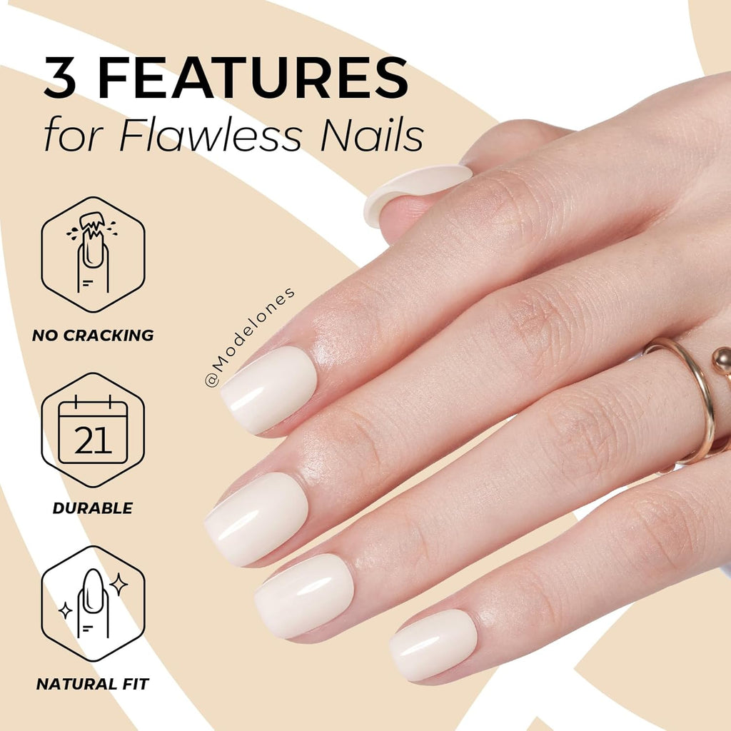 Extra Short Press on Nails, Milky White Squoval Fake Nails