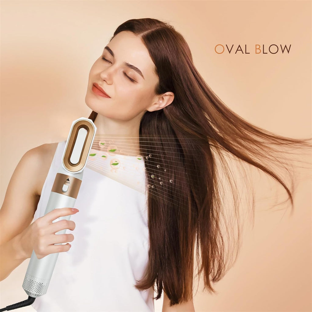 Hair Dryer Brush 5 in 1, Negative Ion Blow Dryer Brush Set- 110,000 RPM High -Speed Hot Air Brush Air Styler Curling Wrap Air Curler,Curling Iron Hair Styling Tools for Straight Curl Drying Smoothing
