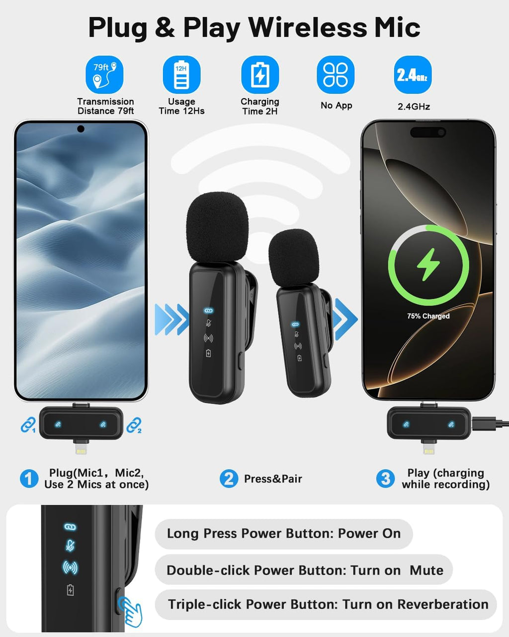 Vlogging Kit for Iphone/Android, 71" Selfie Stick Tripod for Iphone with Fill Light, Wireless Mic & Remote, Adjustable Aluminum Phone Tripod for Tiktok/Youtube Content Creator Essentials Starter Kit‌