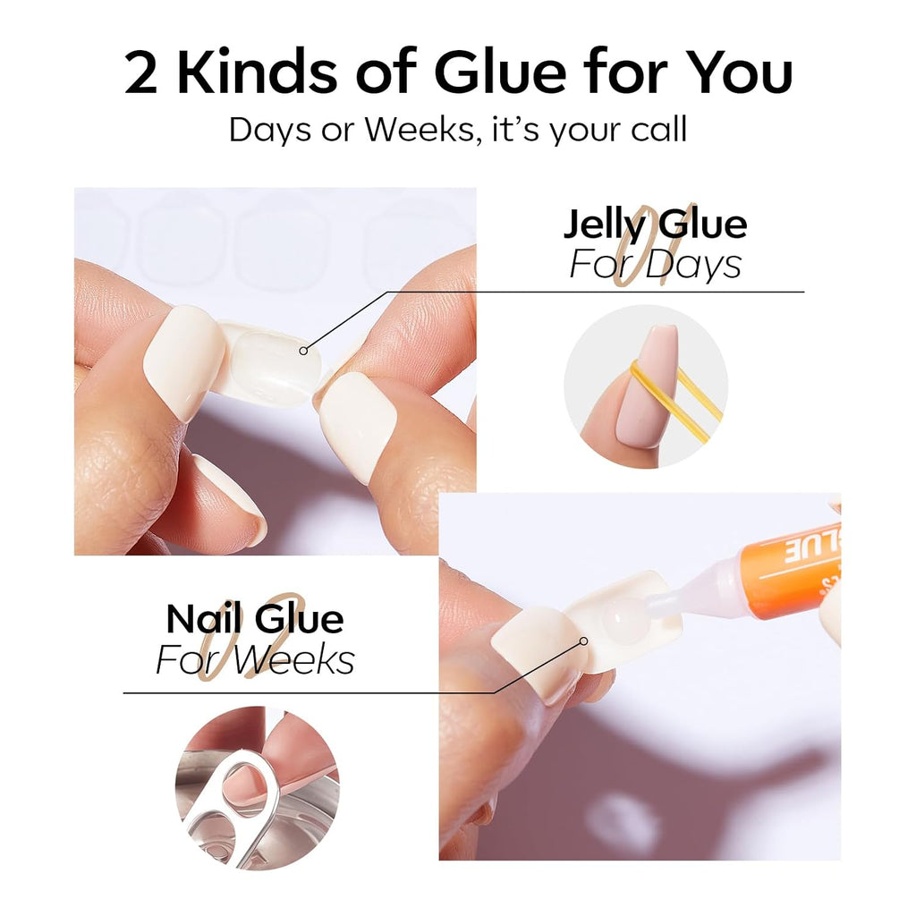Extra Short Press on Nails, Milky White Squoval Fake Nails