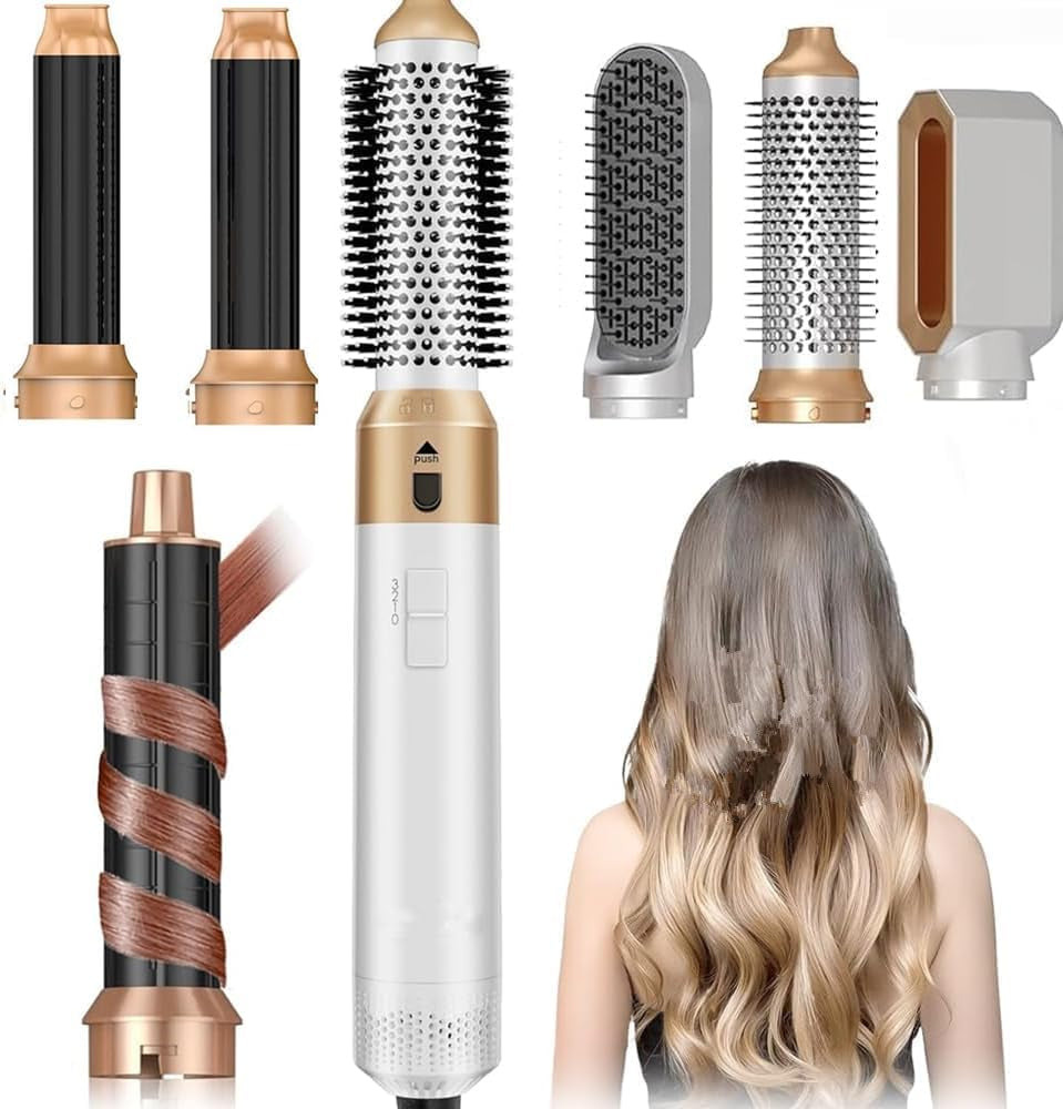 Hair Dryer Brush 5 in 1, Negative Ion Blow Dryer Brush Set- 110,000 RPM High -Speed Hot Air Brush Air Styler Curling Wrap Air Curler,Curling Iron Hair Styling Tools for Straight Curl Drying Smoothing