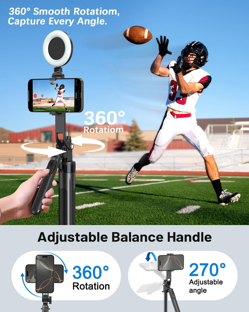 Vlogging Kit for Iphone/Android, 71" Selfie Stick Tripod for Iphone with Fill Light, Wireless Mic & Remote, Adjustable Aluminum Phone Tripod for Tiktok/Youtube Content Creator Essentials Starter Kit‌