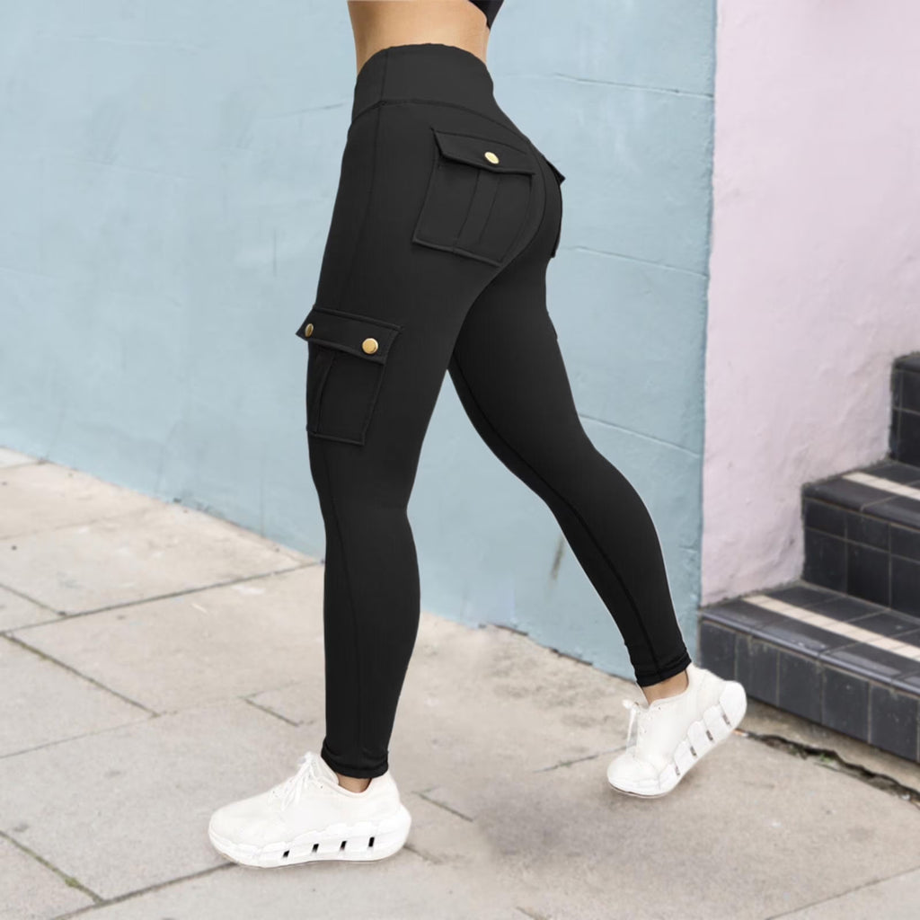 Womens High Waisted Workout Yoga Pants Seamless Butt Lifting Leggings Compression Tummy Control Stretchy Jogger Tights with Pockets